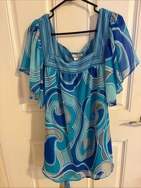 Worthington Blue Swirl Tunic Top